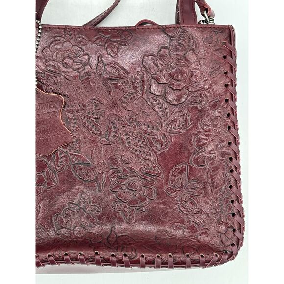 Genuine Leather Burgundy Satchel for Women Top Handle Handbag Crossbody VTG - Picture 4 of 9